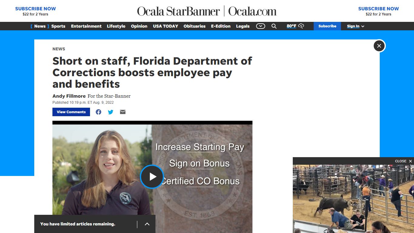 Short on staff, Florida Department of Corrections boosts employee pay ...